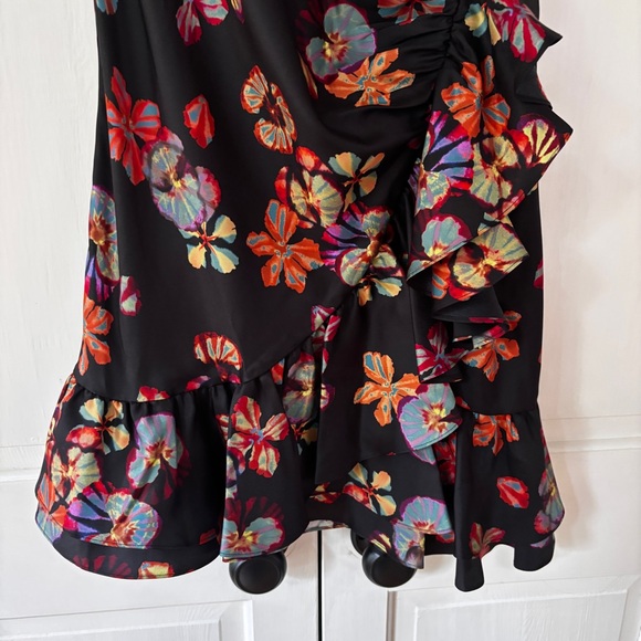 Ulla Johnson Candace Asymmetrical Ruffled Cocktail Dress Floral Lune Size 12 - Picture 9 of 16